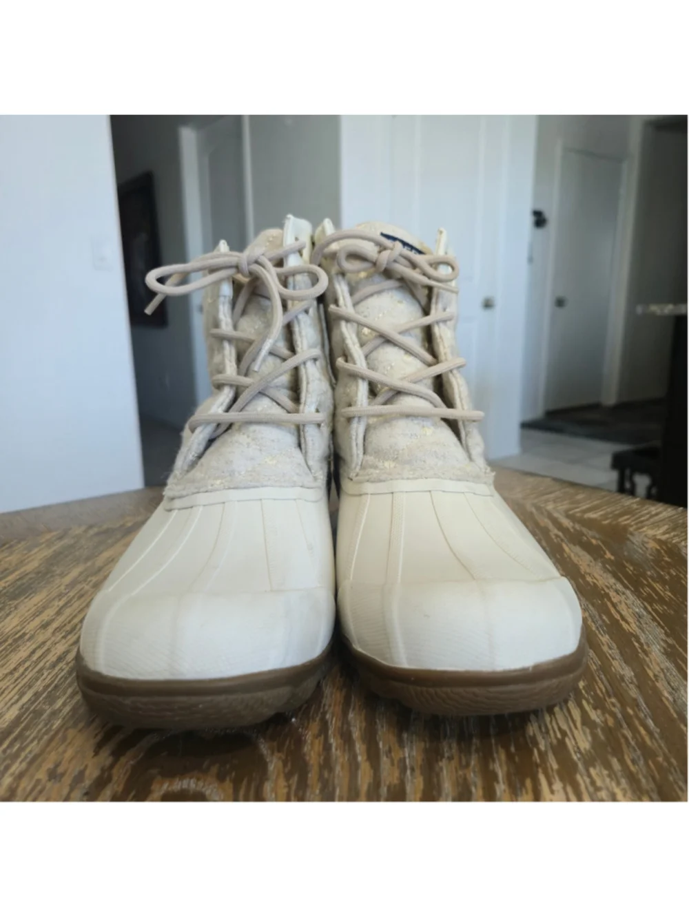 Sperry Syren Gulf Wool Quilted Duck Boots Women’s Size 8 Ivory Cream